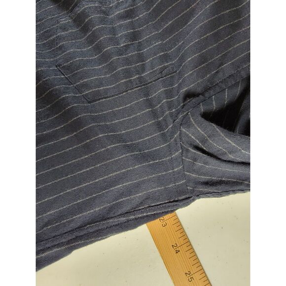 UNTUCKit Slim Fit Navy Blue Striped Long Sleeve Button Shirt - Large - Picture 5 of 7
